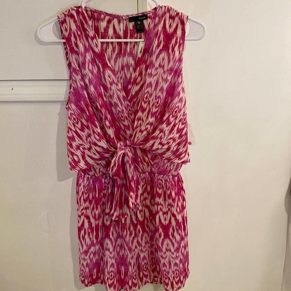 AQUA TIE FRONT SURPLICE ROMPER S NWT - Picture 3 of 16